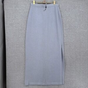 ST. JOHN EVENING Skirt Womens 8 Gray Pencil Knit Stretch Slit Long Made In USA